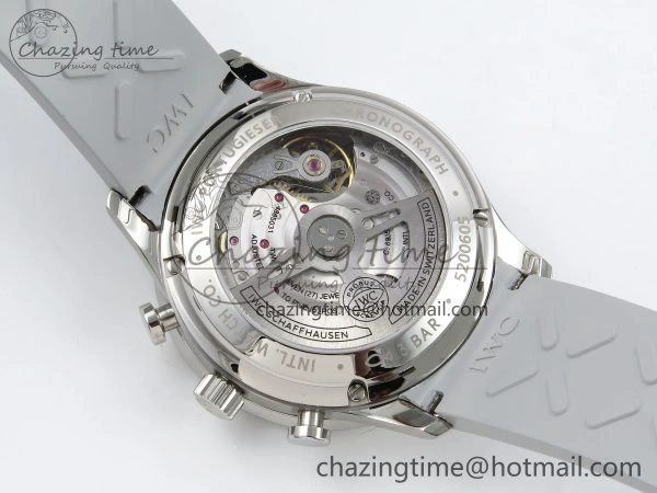 Lightweight Portuguese Chrono IW3716 Z+F 1:1 Best Edition White Dial on Gray Rubber Strap A 7014