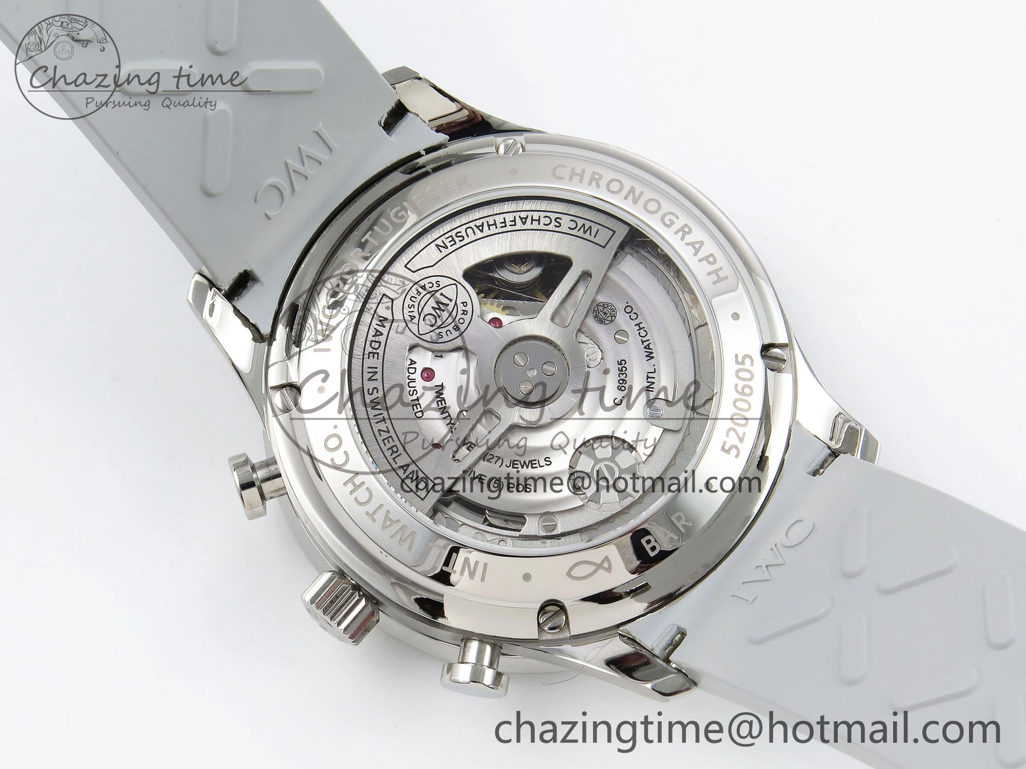 Lightweight Portuguese Chrono IW3716 Z+F 1:1 Best Edition White Dial on Gray Rubber Strap A 7014