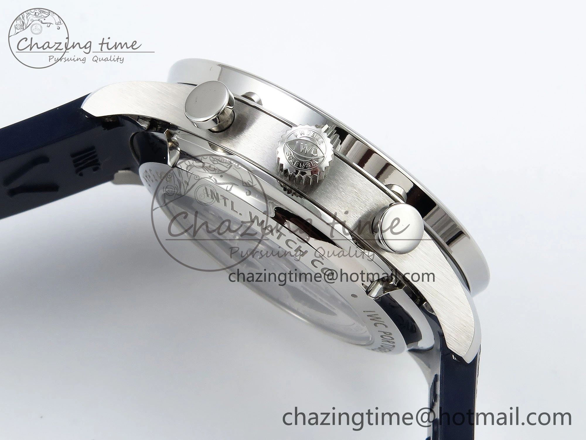 Portuguese Chrono IW3716 Z+F 1:1 Best Edition White Blue Dial on Blue Rubber Strap A Unique 7013