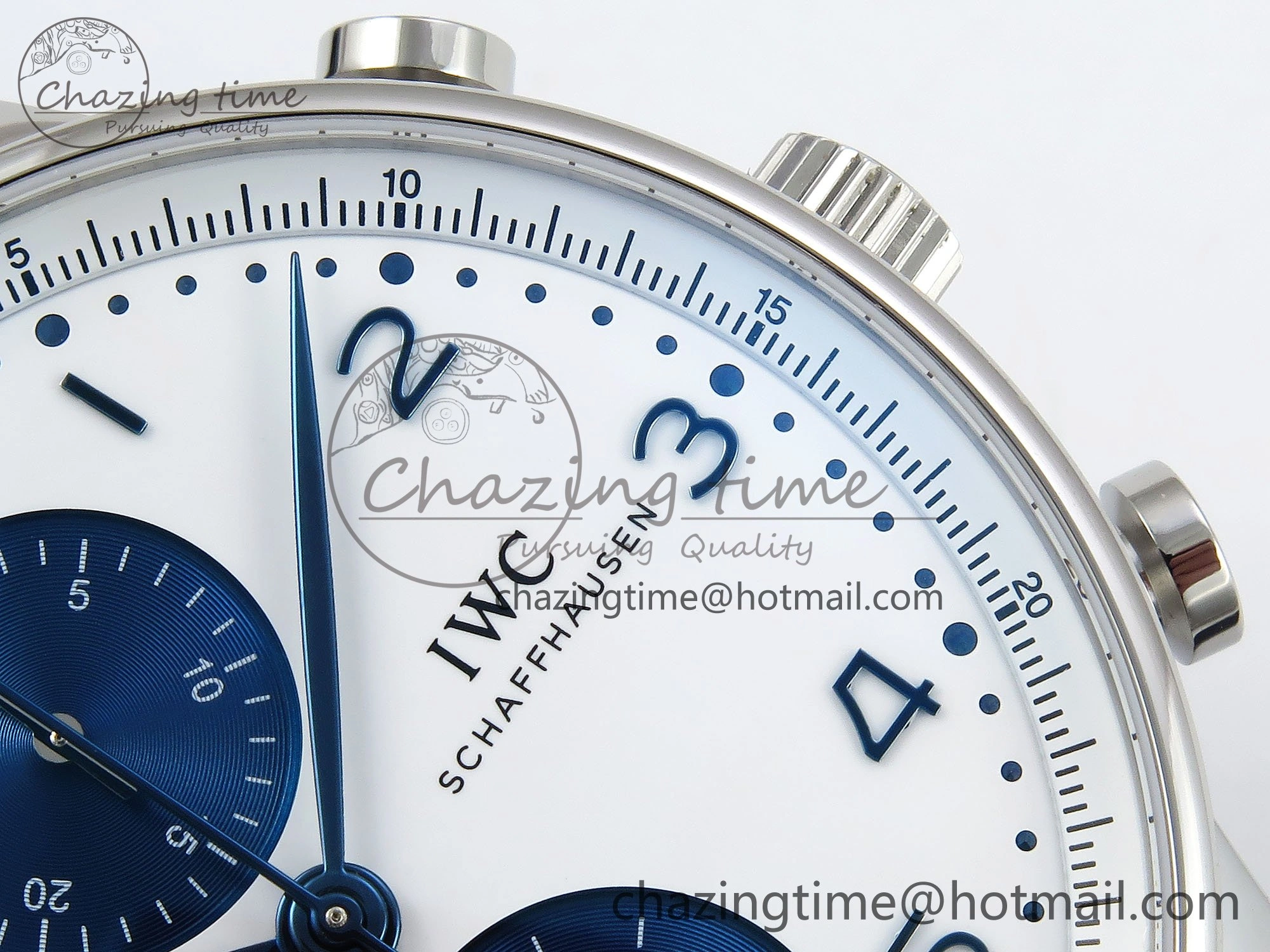 Portuguese Chrono IW3716 Z+F 1:1 Best Edition White Blue Dial on Blue Rubber Strap A Unique 7013