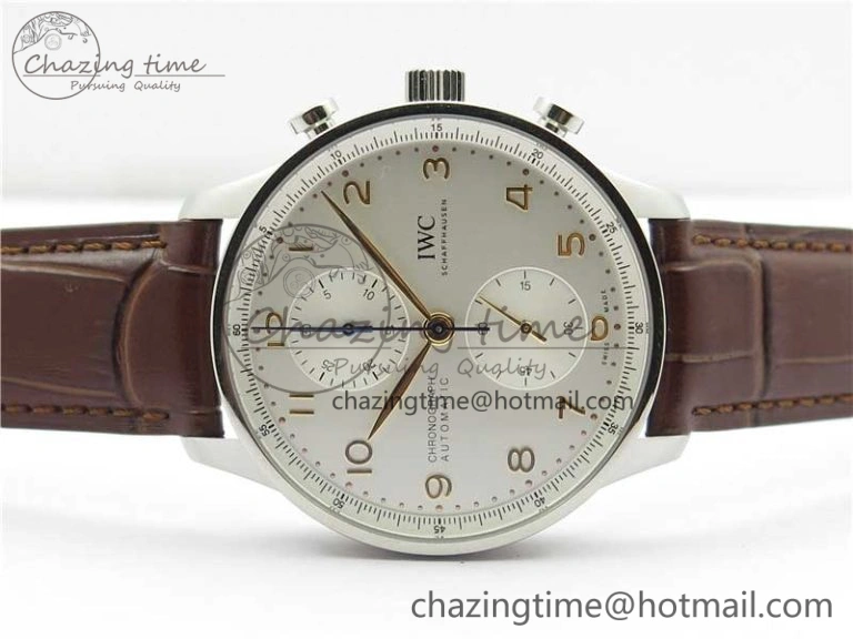 WrinkleFree Portuguese Chrono IW371604 ZF 1:1 Best Edition White Dial on Brown Leather Strap A 7102