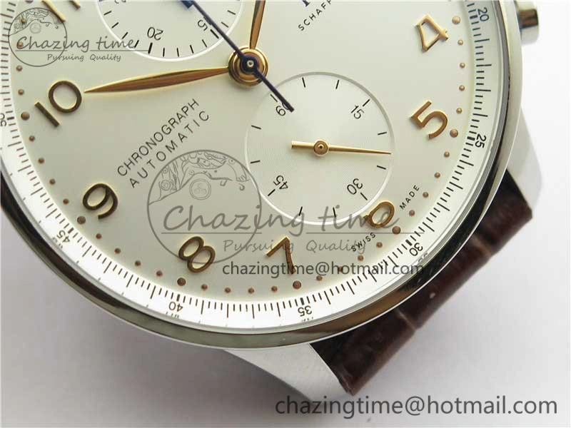 WrinkleFree Portuguese Chrono IW371604 ZF 1:1 Best Edition White Dial on Brown Leather Strap A 7102