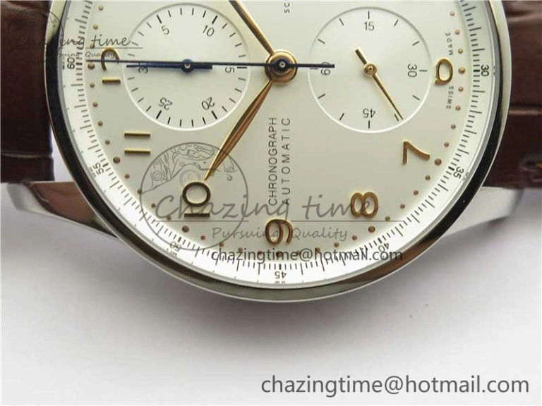 WrinkleFree Portuguese Chrono IW371604 ZF 1:1 Best Edition White Dial on Brown Leather Strap A 7102
