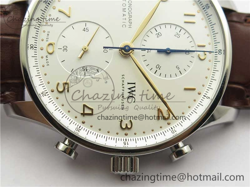 WrinkleFree Portuguese Chrono IW371604 ZF 1:1 Best Edition White Dial on Brown Leather Strap A 7102