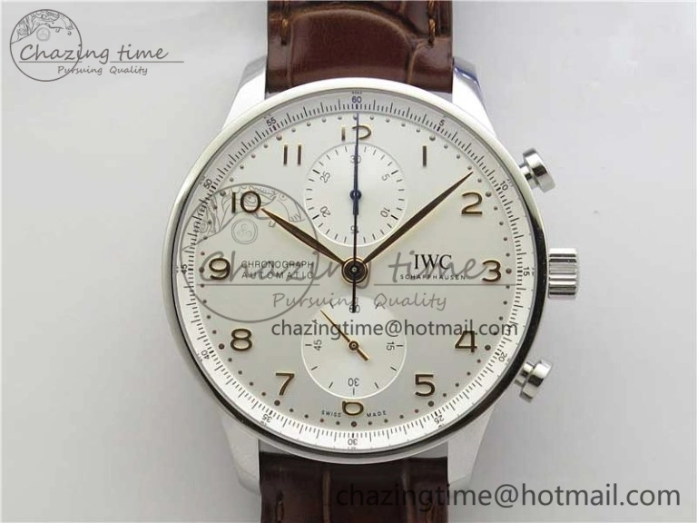 WrinkleFree Portuguese Chrono IW371604 ZF 1:1 Best Edition White Dial on Brown Leather Strap A 7102