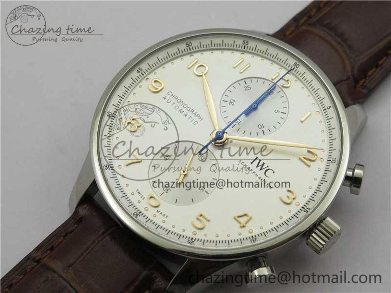 WrinkleFree Portuguese Chrono IW371604 ZF 1:1 Best Edition White Dial on Brown Leather Strap A 7102