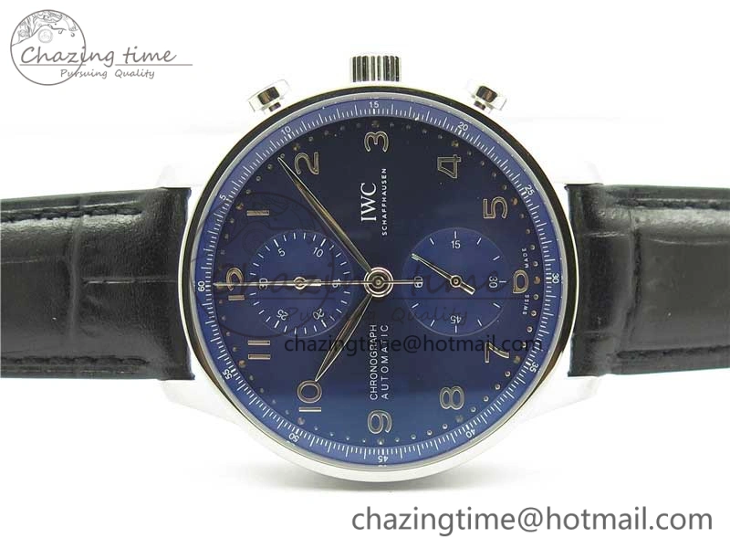 Portuguese Chrono IW371606 ZF 1:1 Best Edition Blue Dial on Black Leather Strap A Snug 7099