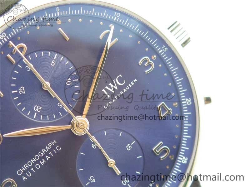 Portuguese Chrono IW371606 ZF 1:1 Best Edition Blue Dial on Black Leather Strap A Snug 7099