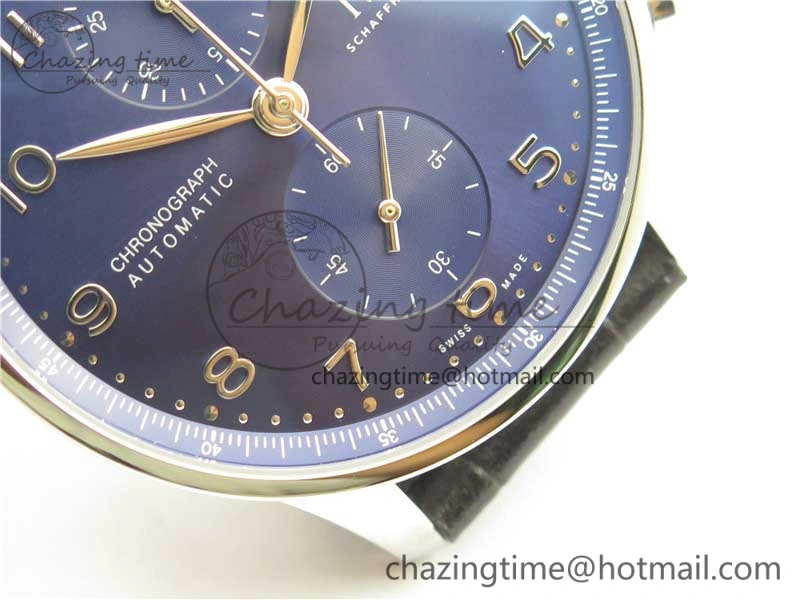 Portuguese Chrono IW371606 ZF 1:1 Best Edition Blue Dial on Black Leather Strap A Snug 7099