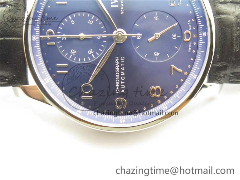 Portuguese Chrono IW371606 ZF 1:1 Best Edition Blue Dial on Black Leather Strap A Snug 7099