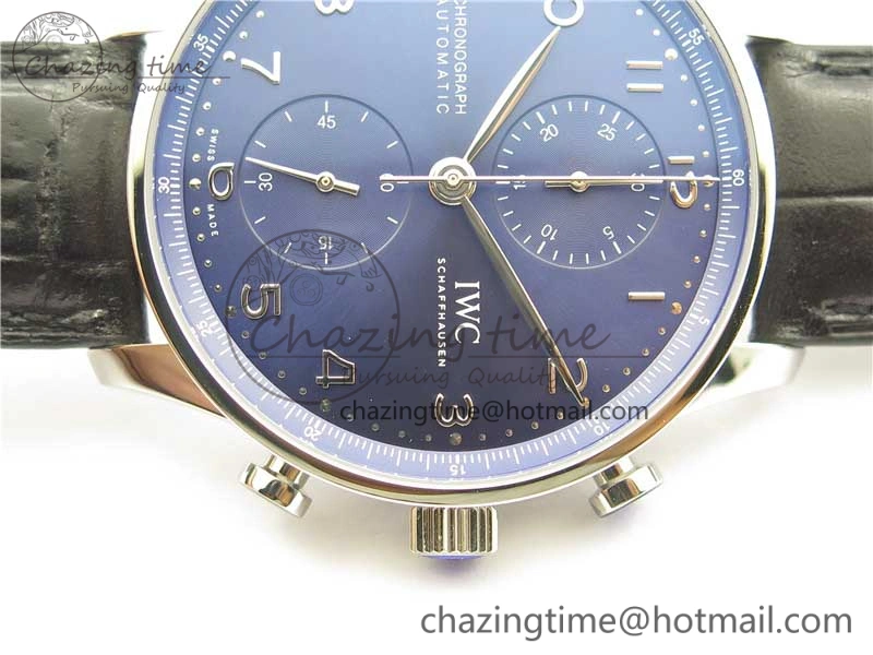 Portuguese Chrono IW371606 ZF 1:1 Best Edition Blue Dial on Black Leather Strap A Snug 7099