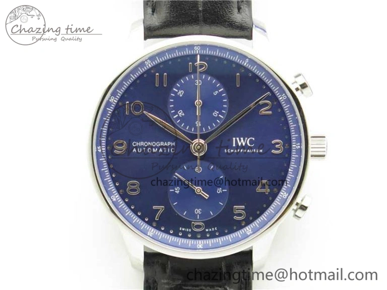 Portuguese Chrono IW371606 ZF 1:1 Best Edition Blue Dial on Black Leather Strap A Snug 7099