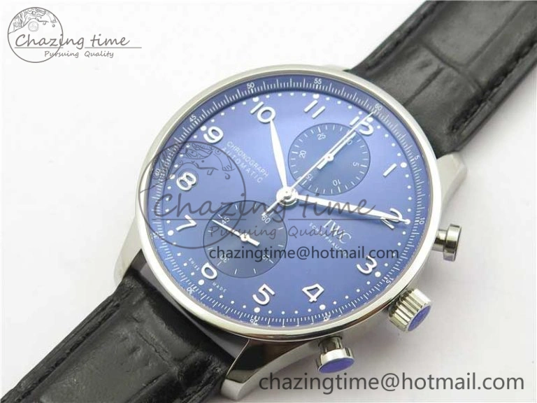Portuguese Chrono IW371606 ZF 1:1 Best Edition Blue Dial on Black Leather Strap A Snug 7099