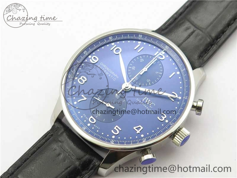 Portuguese Chrono IW371606 ZF 1:1 Best Edition Blue Dial on Black Leather Strap A Snug 7099