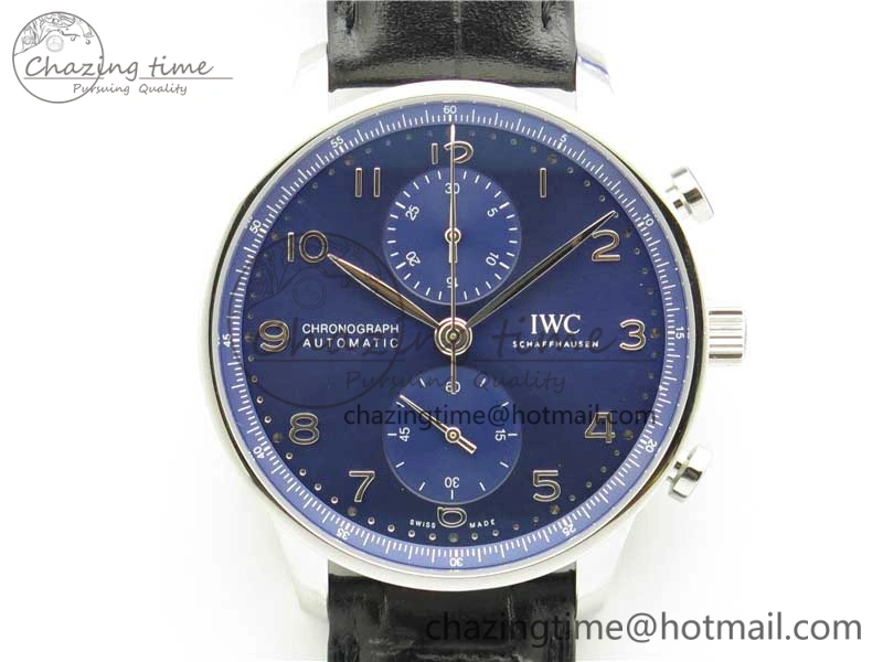 Portuguese Chrono IW371606 ZF 1:1 Best Edition Blue Dial on Black Leather Strap A Snug 7099