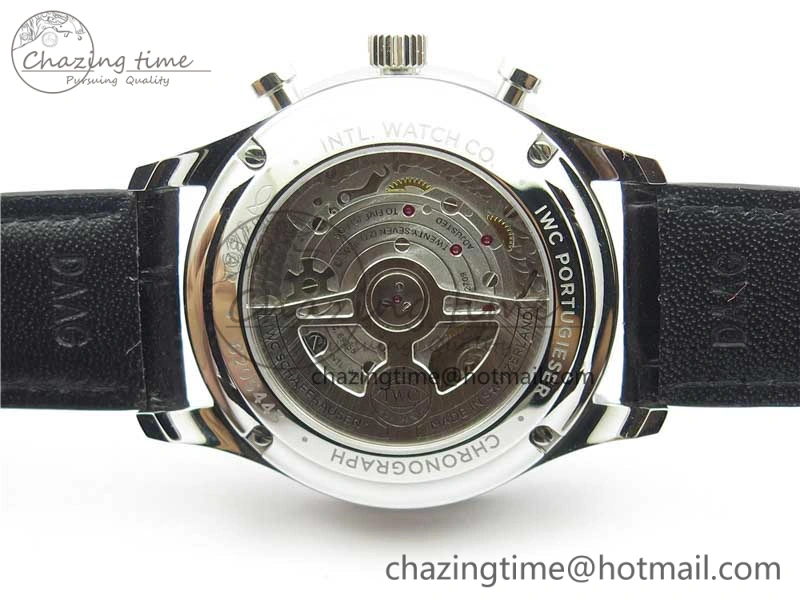 Compact Portuguese Chrono IW371609 ZF 1:1 Best Edition Black Dial on Black Leather Strap A 7100