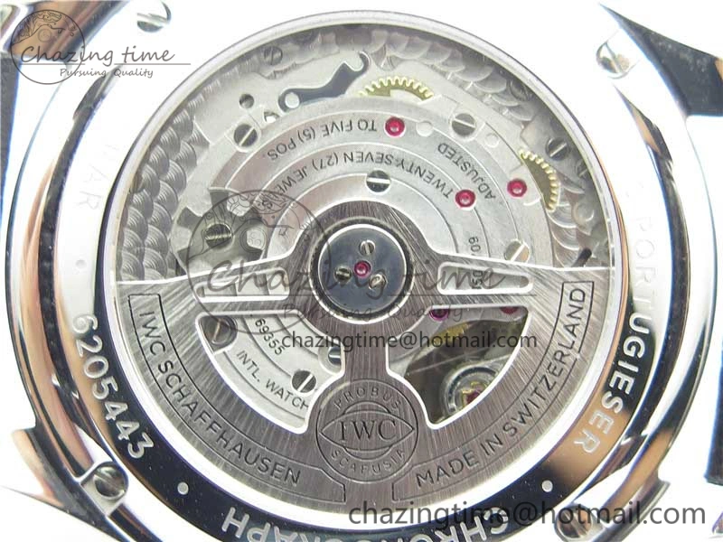 Compact Portuguese Chrono IW371609 ZF 1:1 Best Edition Black Dial on Black Leather Strap A 7100