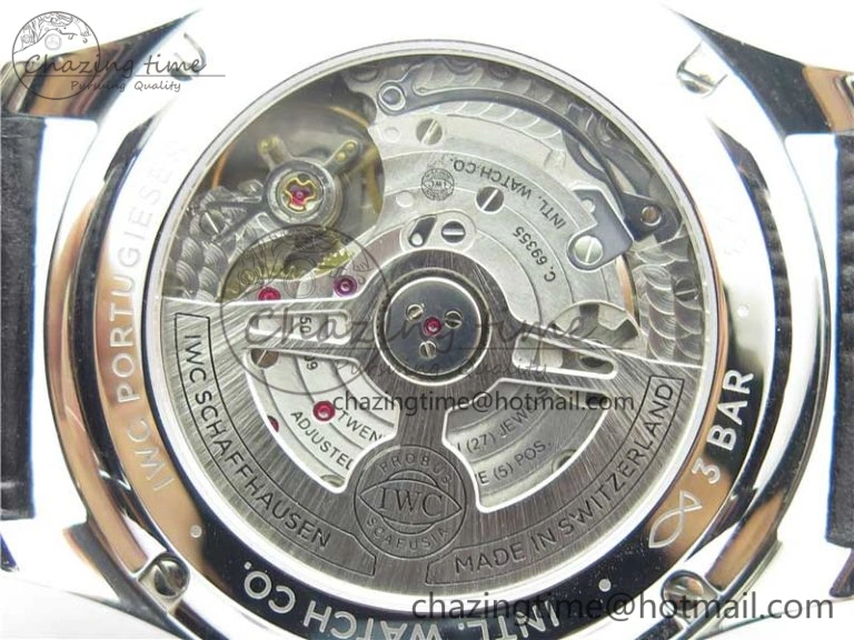 Compact Portuguese Chrono IW371609 ZF 1:1 Best Edition Black Dial on Black Leather Strap A 7100