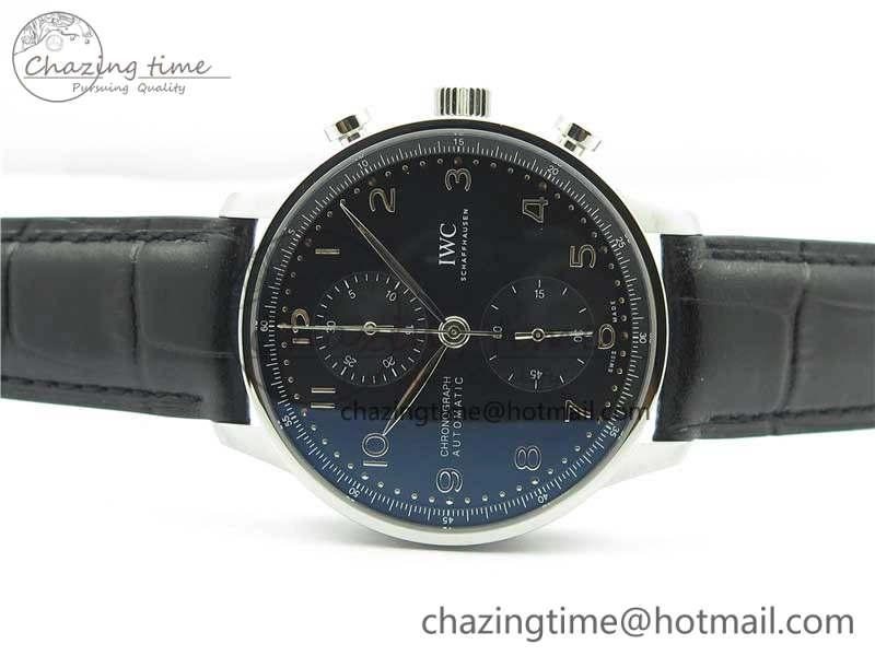 Compact Portuguese Chrono IW371609 ZF 1:1 Best Edition Black Dial on Black Leather Strap A 7100