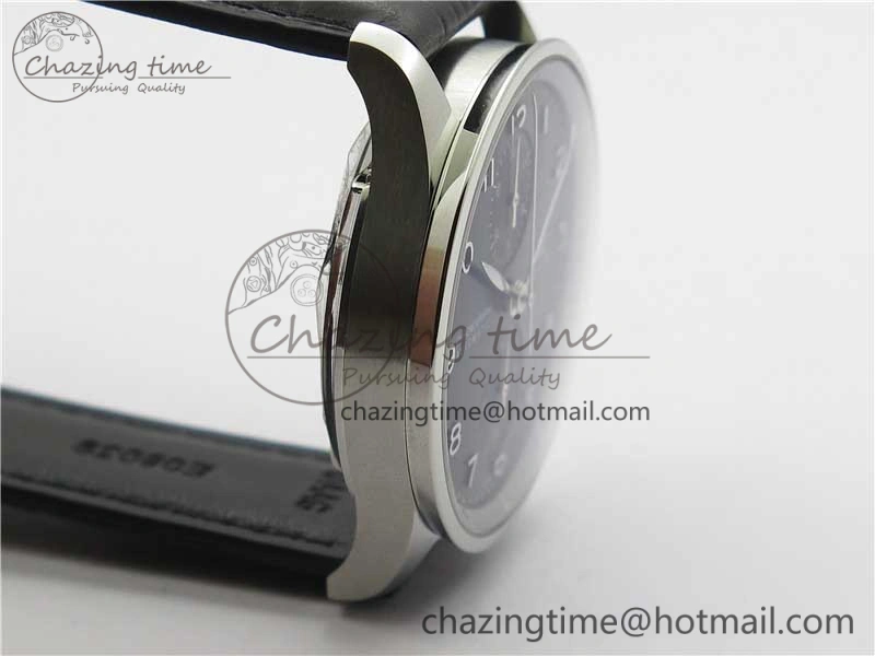 Compact Portuguese Chrono IW371609 ZF 1:1 Best Edition Black Dial on Black Leather Strap A 7100