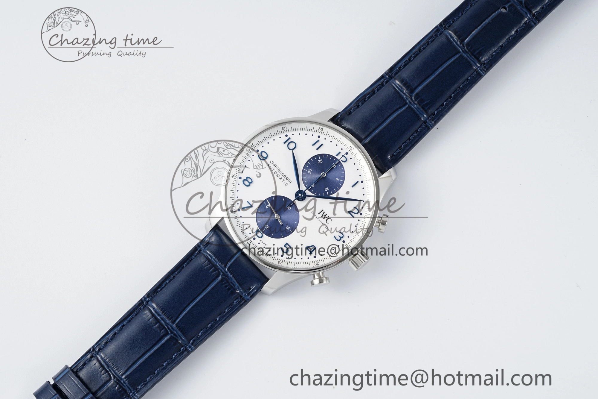 Portuguese Chrono IW371620 APSF 1:1 Best Edition White Blue Dial on Blue Leather Strap A ZeroBulk 7039