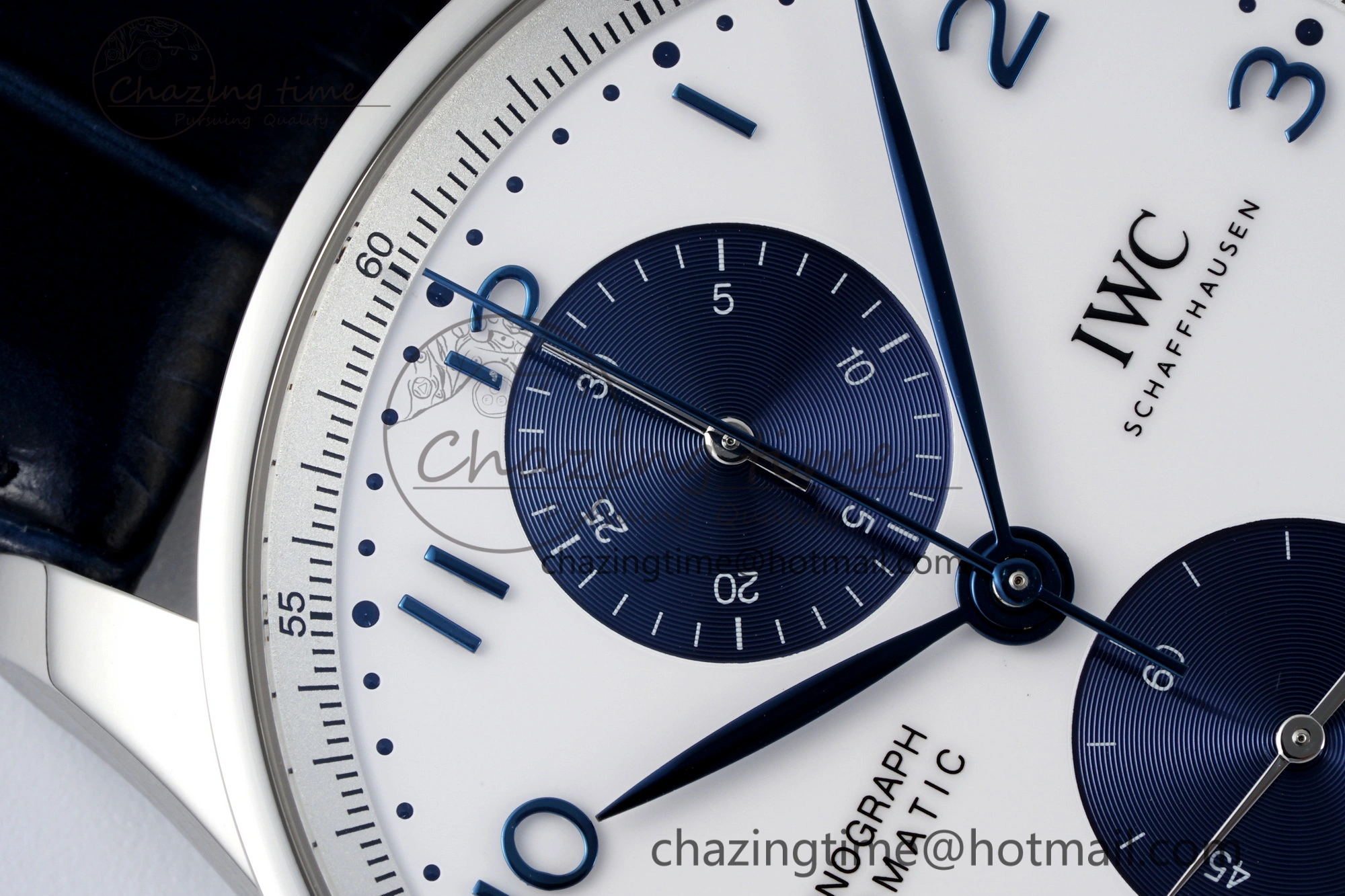 Portuguese Chrono IW371620 APSF 1:1 Best Edition White Blue Dial on Blue Leather Strap A ZeroBulk 7039