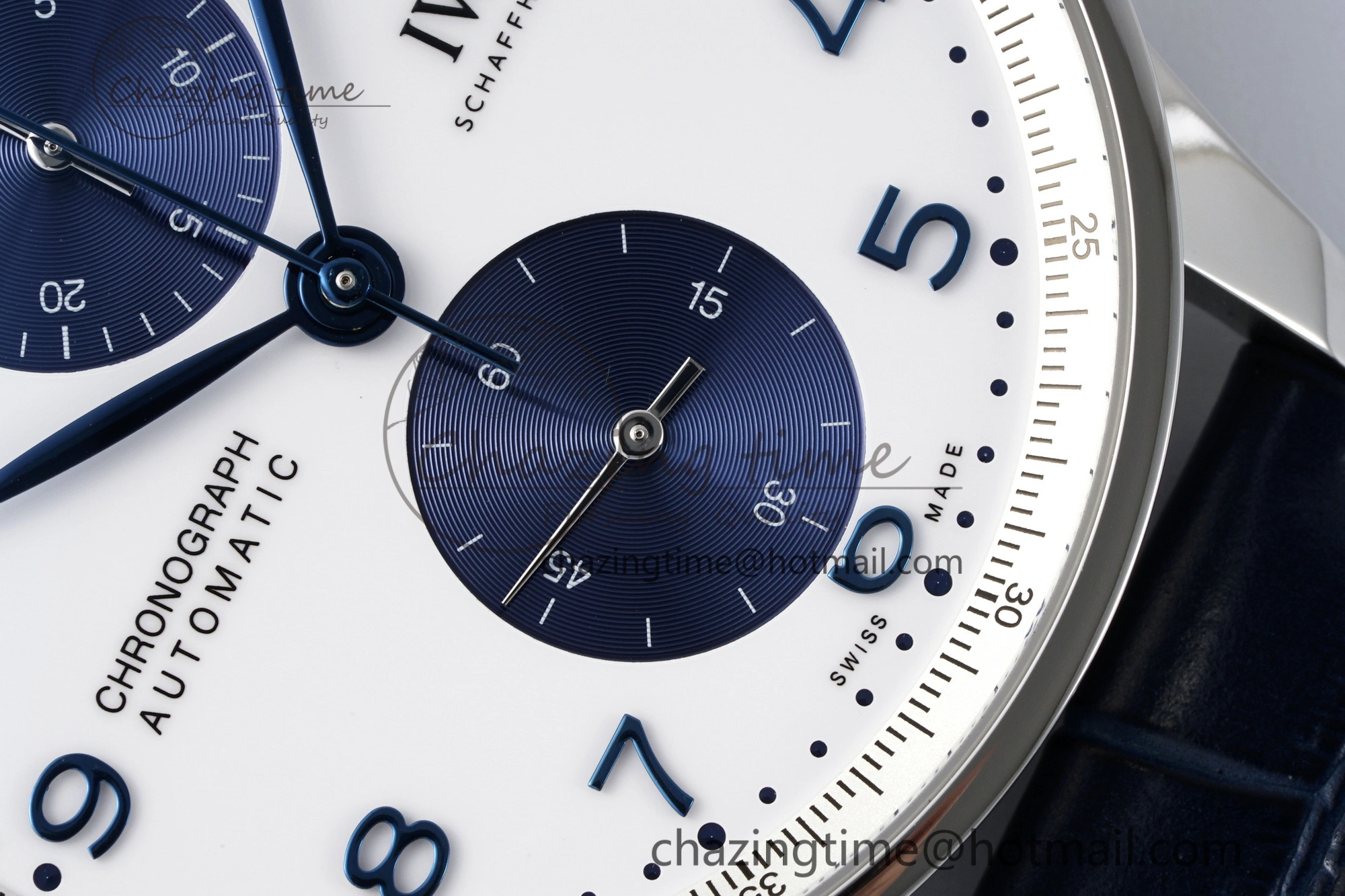 Portuguese Chrono IW371620 APSF 1:1 Best Edition White Blue Dial on Blue Leather Strap A ZeroBulk 7039