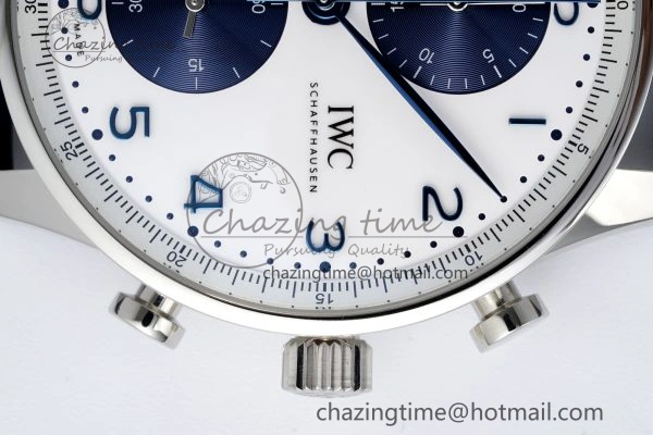 Portuguese Chrono IW371620 APSF 1:1 Best Edition White Blue Dial on Blue Leather Strap A ZeroBulk 7039