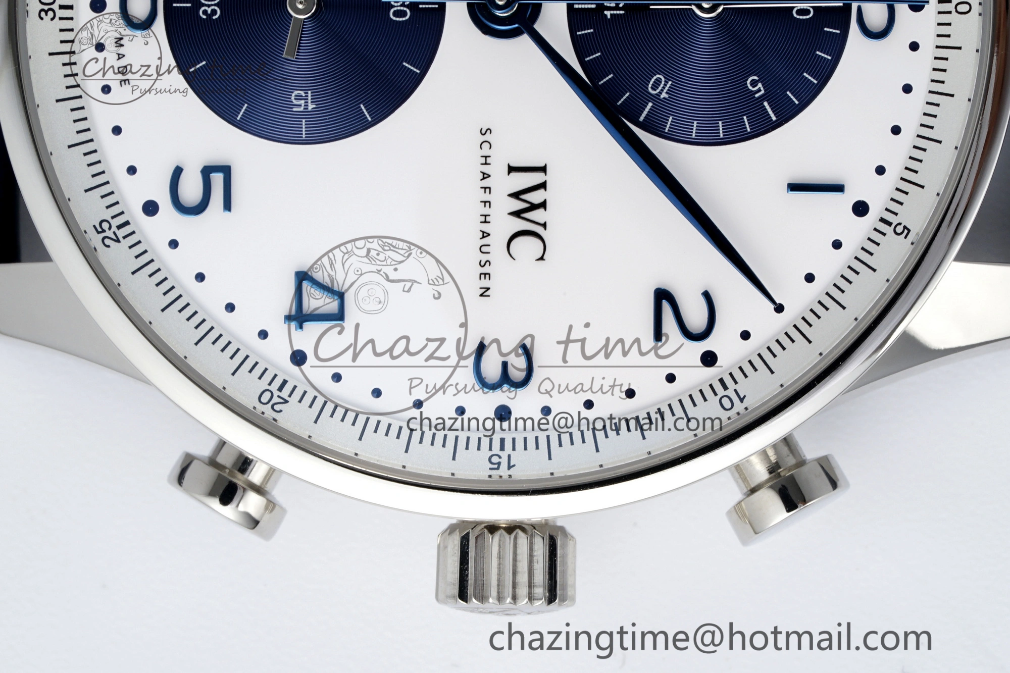 Portuguese Chrono IW371620 APSF 1:1 Best Edition White Blue Dial on Blue Leather Strap A ZeroBulk 7039