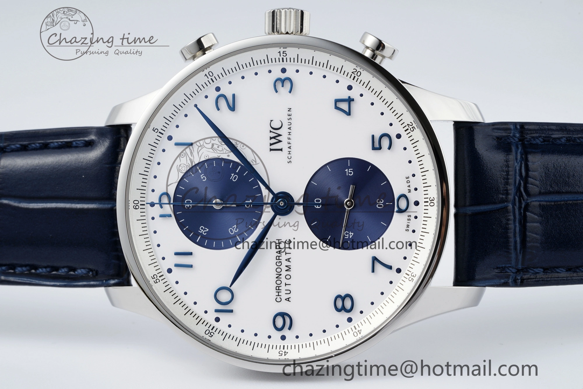 Portuguese Chrono IW371620 APSF 1:1 Best Edition White Blue Dial on Blue Leather Strap A ZeroBulk 7039
