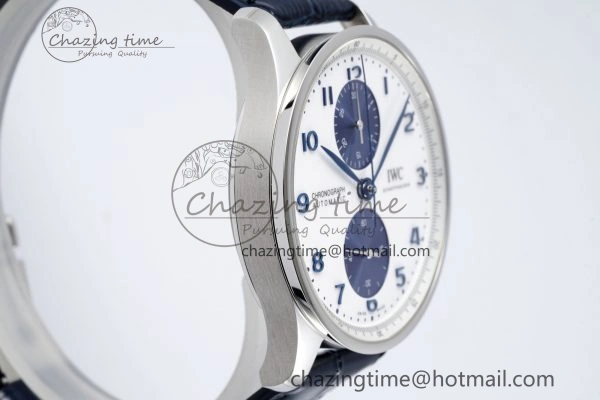 Portuguese Chrono IW371620 APSF 1:1 Best Edition White Blue Dial on Blue Leather Strap A ZeroBulk 7039