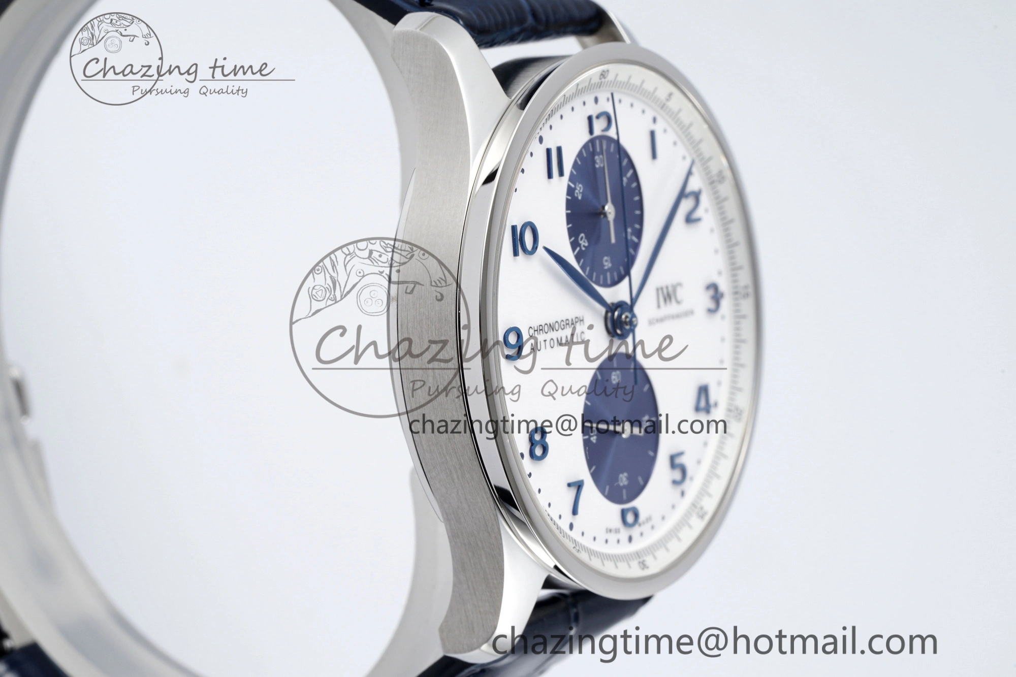 Portuguese Chrono IW371620 APSF 1:1 Best Edition White Blue Dial on Blue Leather Strap A ZeroBulk 7039