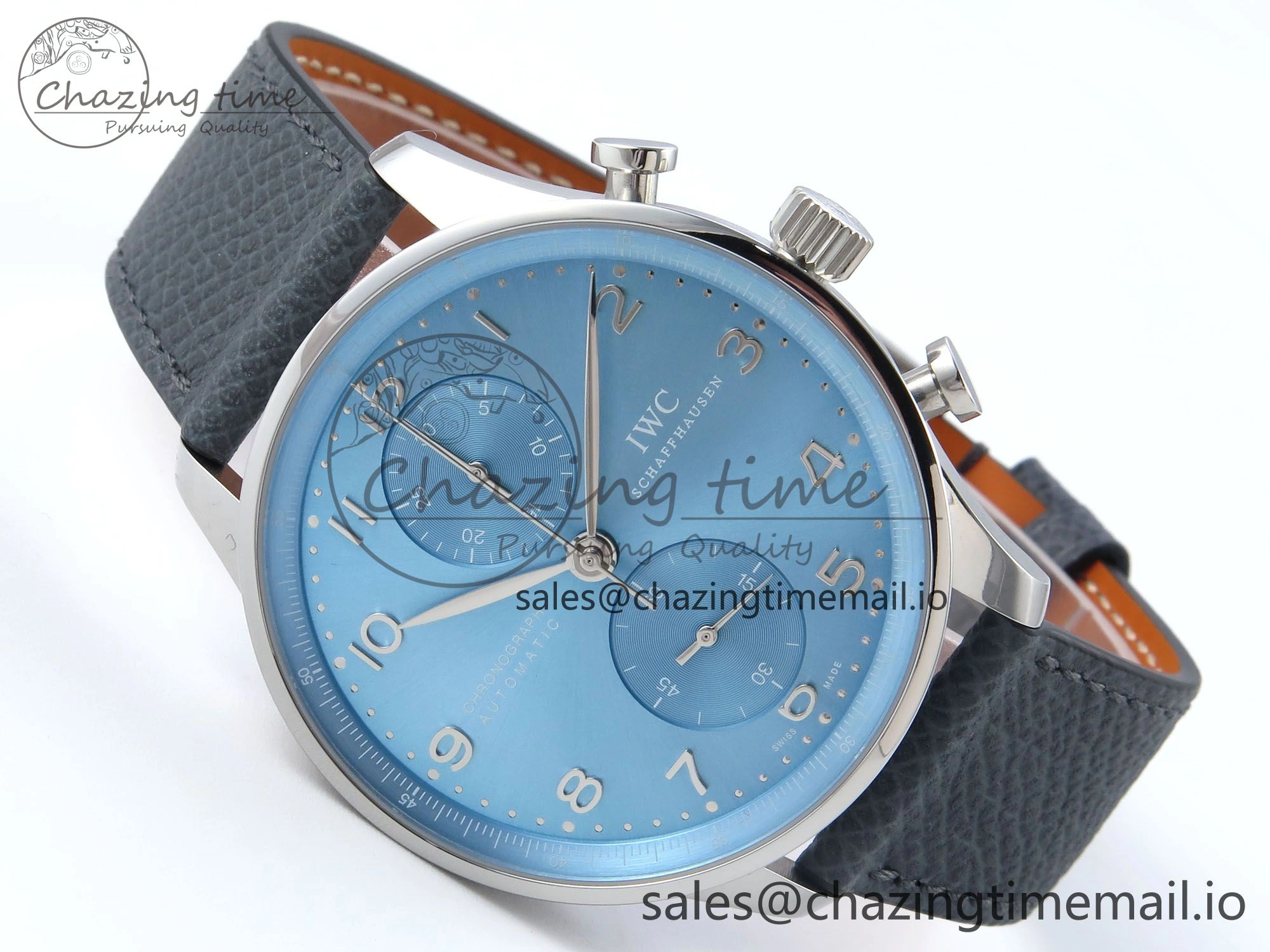 Portuguese Chrono IW371626 ZF 1:1 Best Edition Light Blue Dial on Blue Leather Strap A FashionForward 6998