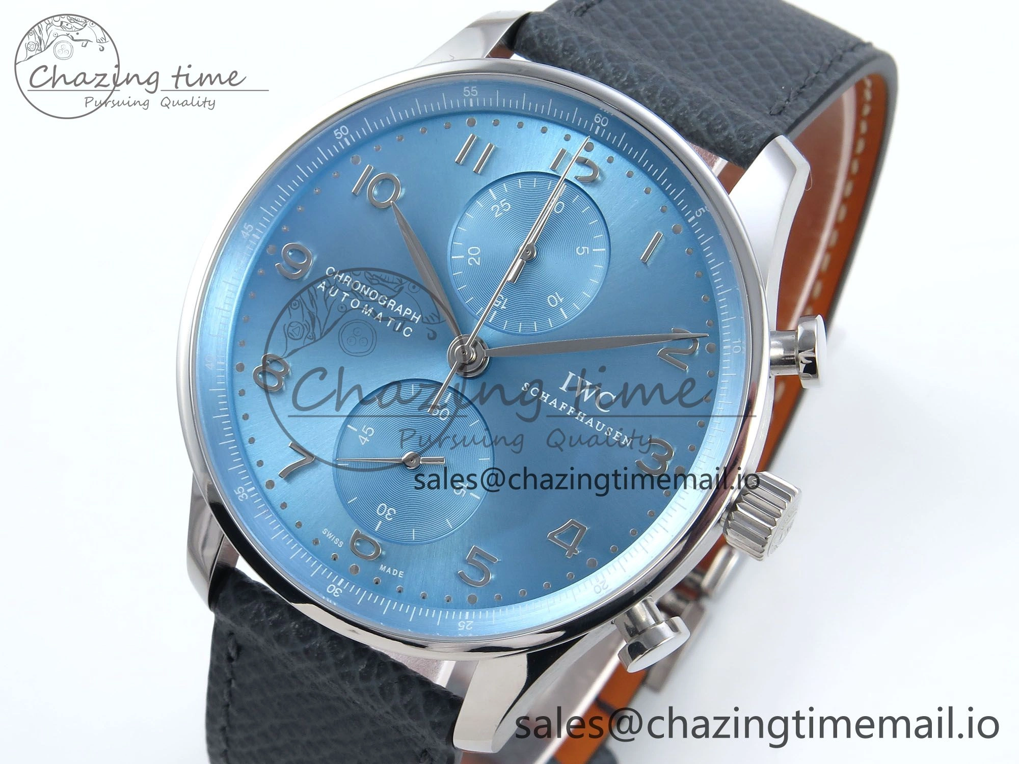 Portuguese Chrono IW371626 ZF 1:1 Best Edition Light Blue Dial on Blue Leather Strap A FashionForward 6998