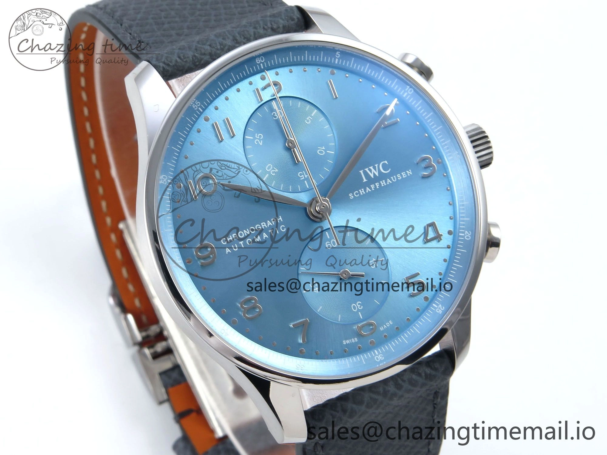 Portuguese Chrono IW371626 ZF 1:1 Best Edition Light Blue Dial on Blue Leather Strap A FashionForward 6998