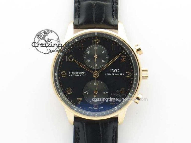 Portuguese Chrono RG IW371415 ZF 1:1 Best Edition Black Dial On Black Leather Strap A79350 (Slim Movement) WaterResistant 7264