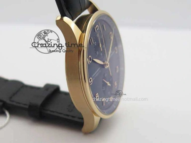 Portuguese Chrono RG IW371415 ZF 1:1 Best Edition Black Dial On Black Leather Strap A79350 (Slim Movement) WaterResistant 7264