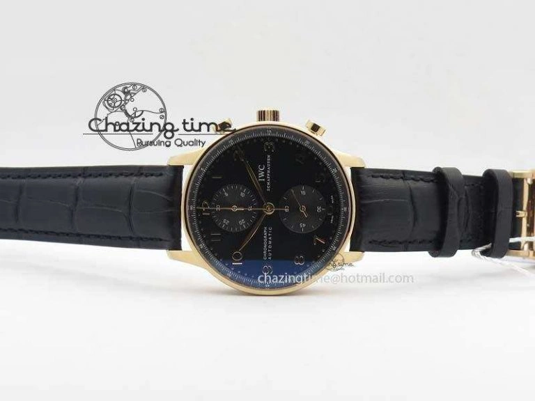 Portuguese Chrono RG IW371415 ZF 1:1 Best Edition Black Dial On Black Leather Strap A79350 (Slim Movement) WaterResistant 7264