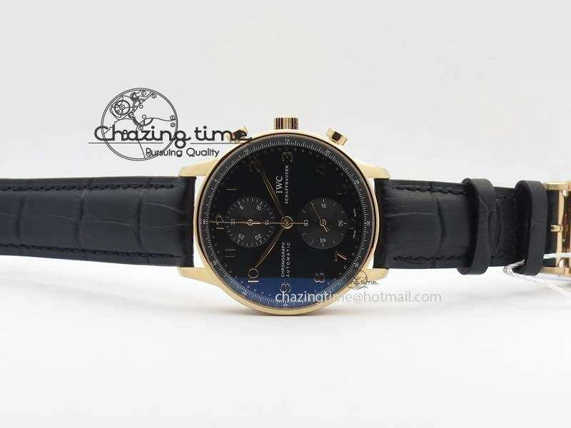 Portuguese Chrono RG IW371415 ZF 1:1 Best Edition Black Dial On Black Leather Strap A79350 (Slim Movement) WaterResistant 7264