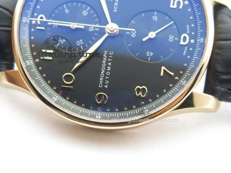 Portuguese Chrono RG IW371415 ZF 1:1 Best Edition Black Dial On Black Leather Strap A79350 (Slim Movement) WaterResistant 7264