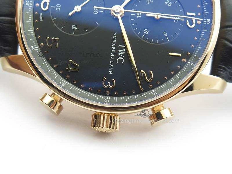 Portuguese Chrono RG IW371415 ZF 1:1 Best Edition Black Dial On Black Leather Strap A79350 (Slim Movement) WaterResistant 7264