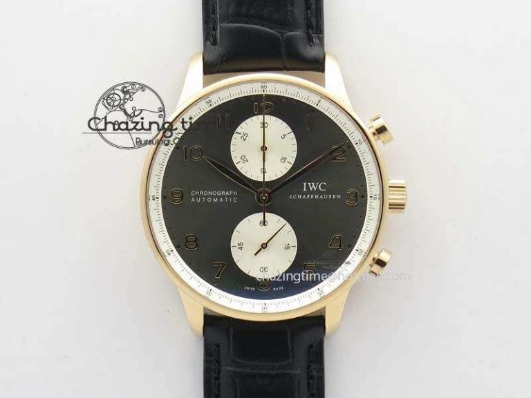 ZipUp Portuguese Chrono RG IW371433 Jackie Chan ZF 1:1 Best Edition Gray Dial On Black Leather Strap A7750 V 7273