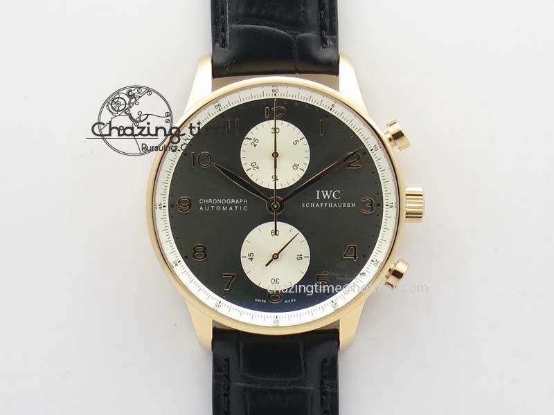 ZipUp Portuguese Chrono RG IW371433 Jackie Chan ZF 1:1 Best Edition Gray Dial On Black Leather Strap A7750 V 7273