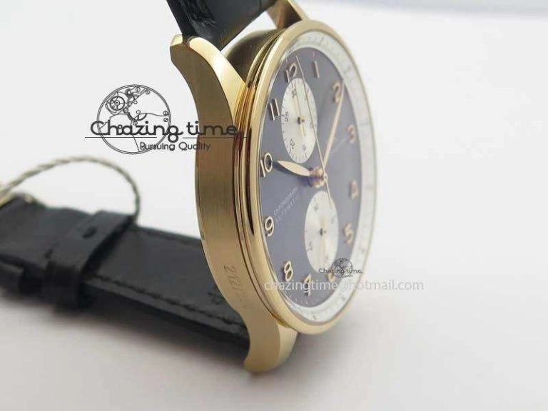 ZipUp Portuguese Chrono RG IW371433 Jackie Chan ZF 1:1 Best Edition Gray Dial On Black Leather Strap A7750 V 7273