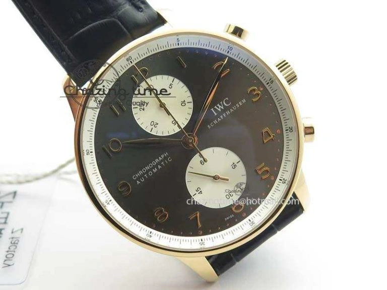 ZipUp Portuguese Chrono RG IW371433 Jackie Chan ZF 1:1 Best Edition Gray Dial On Black Leather Strap A7750 V 7273