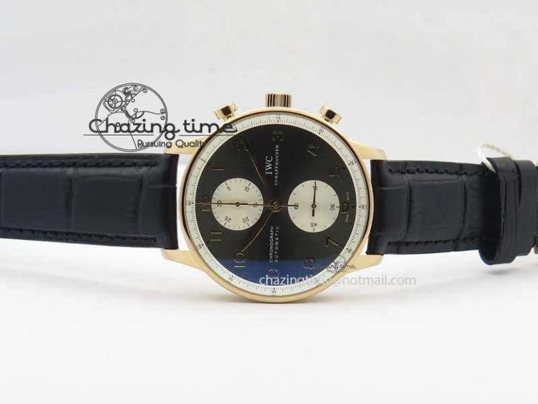 ZipUp Portuguese Chrono RG IW371433 Jackie Chan ZF 1:1 Best Edition Gray Dial On Black Leather Strap A7750 V 7273