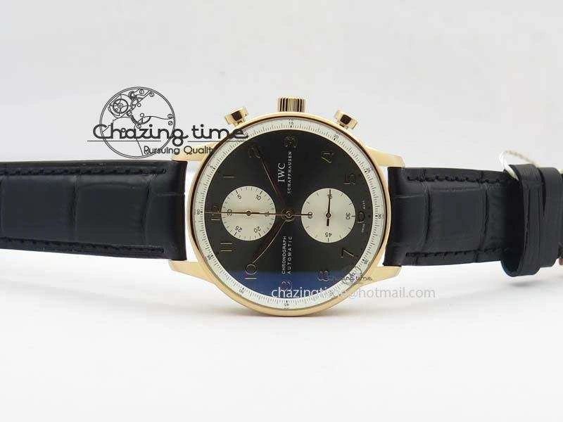 ZipUp Portuguese Chrono RG IW371433 Jackie Chan ZF 1:1 Best Edition Gray Dial On Black Leather Strap A7750 V 7273