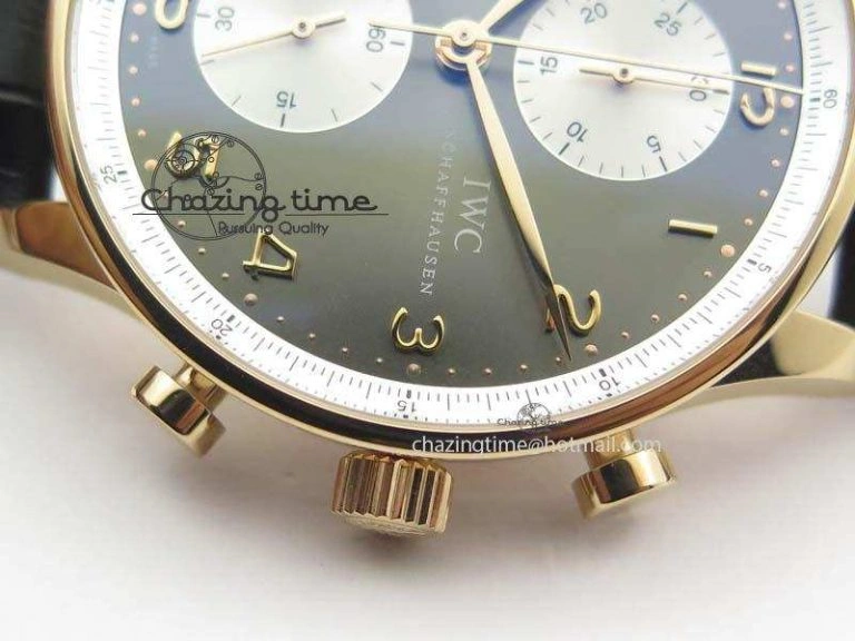 ZipUp Portuguese Chrono RG IW371433 Jackie Chan ZF 1:1 Best Edition Gray Dial On Black Leather Strap A7750 V 7273