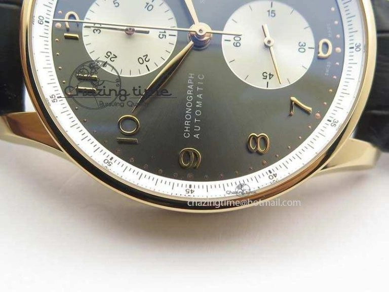 ZipUp Portuguese Chrono RG IW371433 Jackie Chan ZF 1:1 Best Edition Gray Dial On Black Leather Strap A7750 V 7273