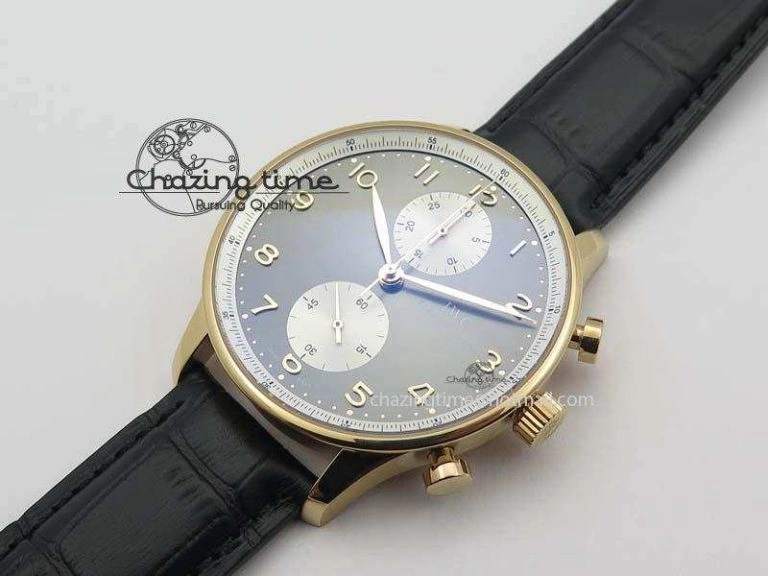 ZipUp Portuguese Chrono RG IW371433 Jackie Chan ZF 1:1 Best Edition Gray Dial On Black Leather Strap A7750 V 7273